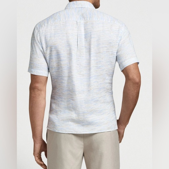 Peter Millar Saltwater Linen Sport Shirt Summer Sky Button Front Men's Size 2XL - Picture 7 of 8